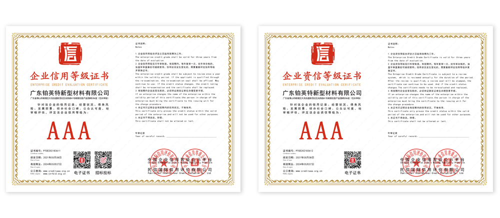 AAA级企业信用等级证书
